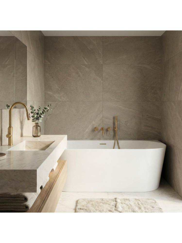 Cada freestanding cu ventil cupru periat Rea CAPRI SLIM 170 cm alb [2]