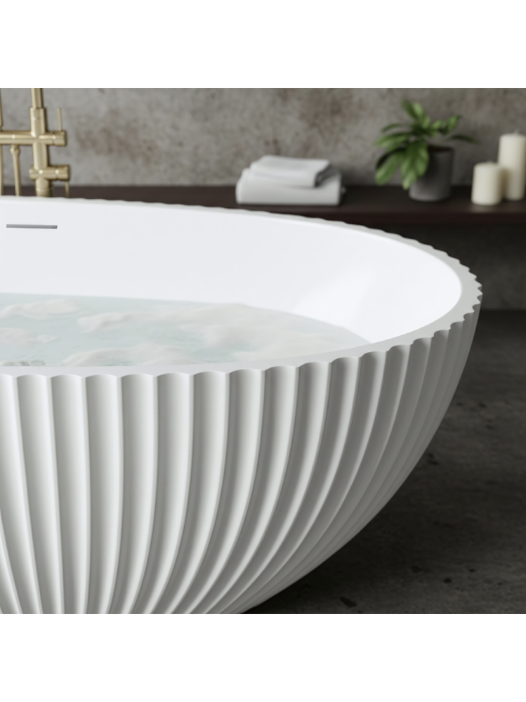 Cada freestanding cu ventil auriu periat Rea Carmen 170 cm alb [8]