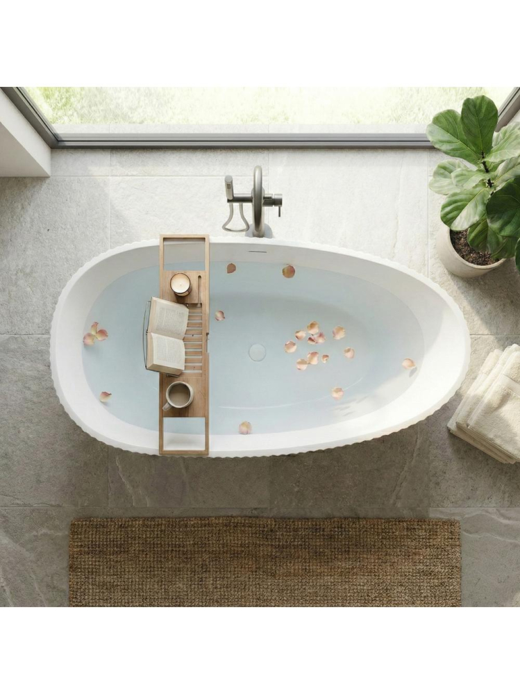 Cada freestanding cu ventil auriu periat Rea Carmen 170 cm alb [6]