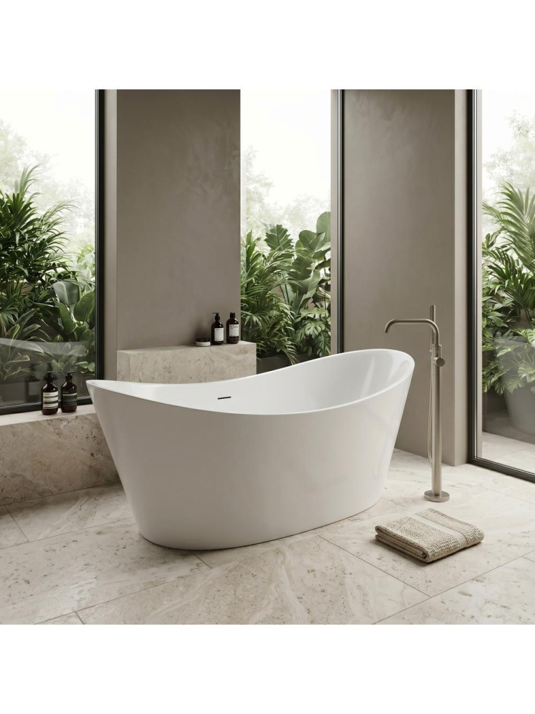 Cada de podea Rea Ferrano 150 alba acrilic freestanding 1500x740x670 mm [2]
