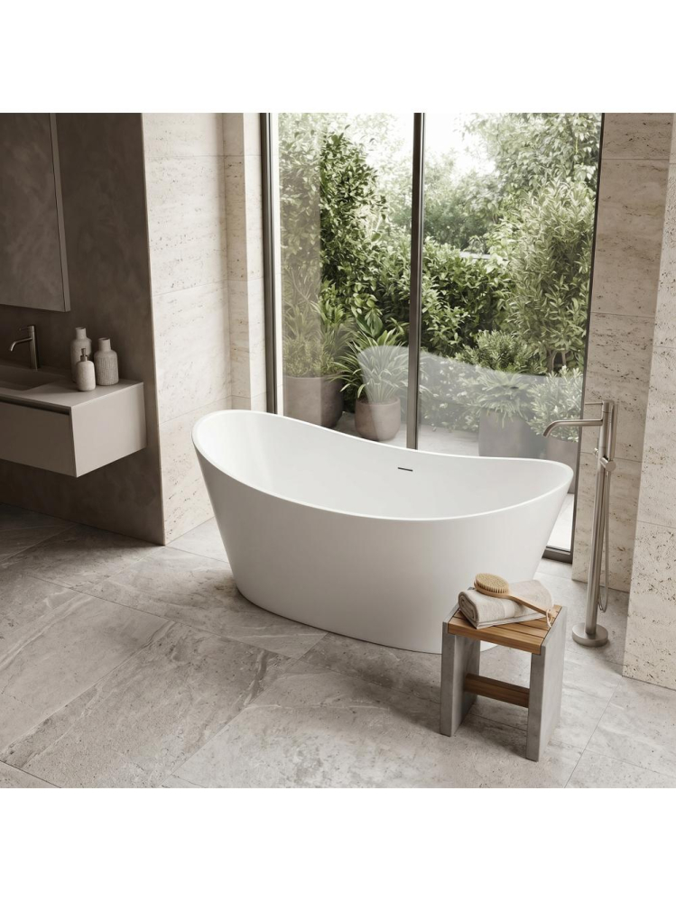 Cada de podea Rea Ferrano 150 alba acrilic freestanding 1500x740x670 mm [5]