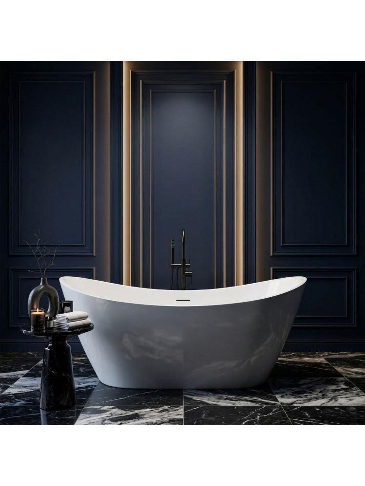 Cada freestanding cu ventil auriu periat Rea Ferrano 160 cm alb [5]