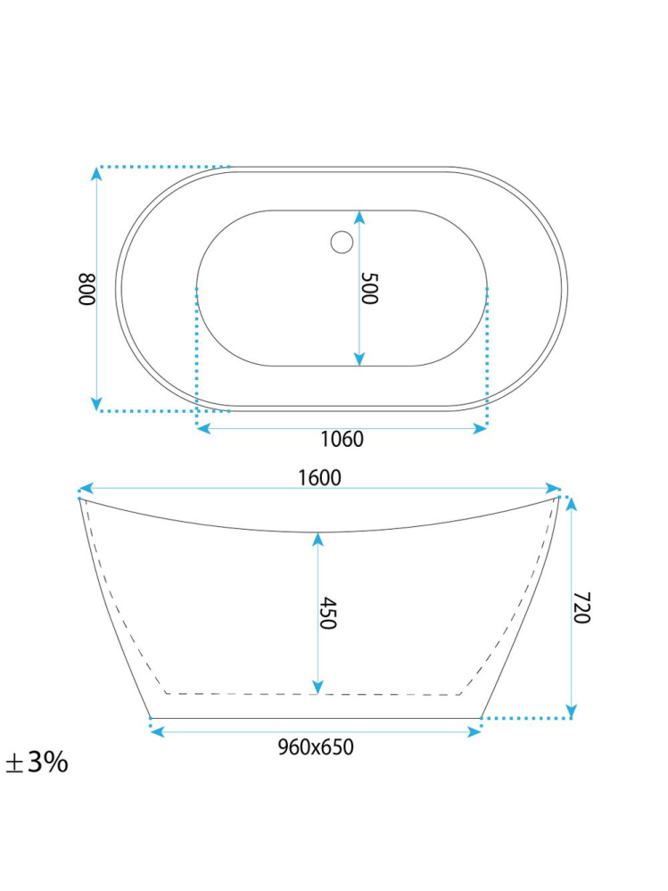 Cada freestanding cu ventil auriu periat Rea Ferrano 160 cm alb [11]
