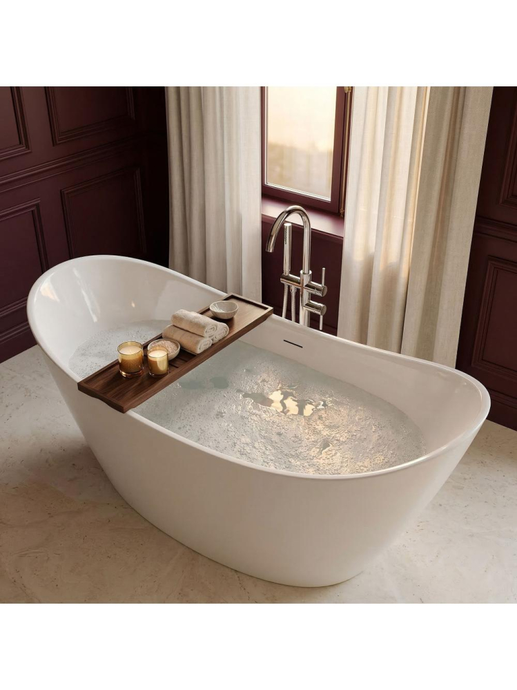 Cada freestanding cu ventil auriu periat Rea Ferrano 160 cm alb [4]