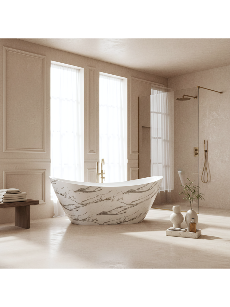 Cada freestanding cu ventil cupru periat Rea Ferrano Slim Nature 170 cm [6]