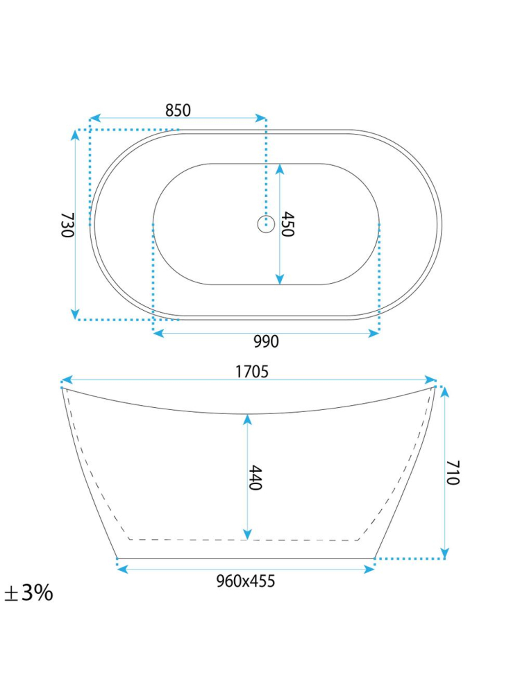 Cada freestanding cu ventil cupru periat Rea Ferrano Slim Nature 170 cm [13]