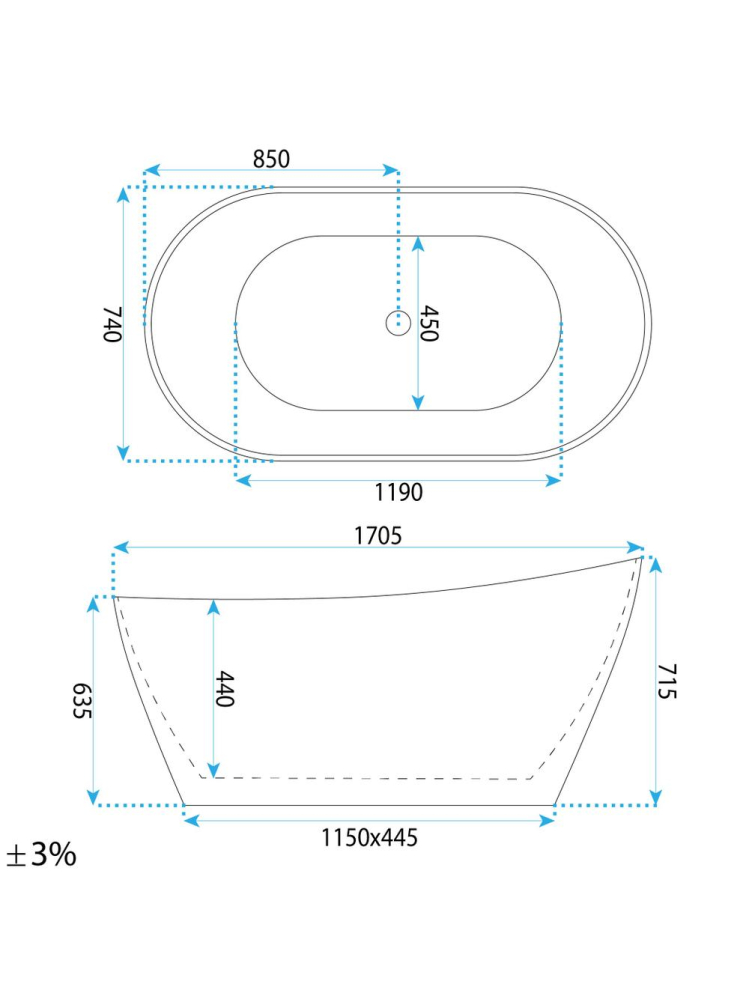 Cada freestanding cu ventil negru Rea Lusso Slim 170 cm alb [12]