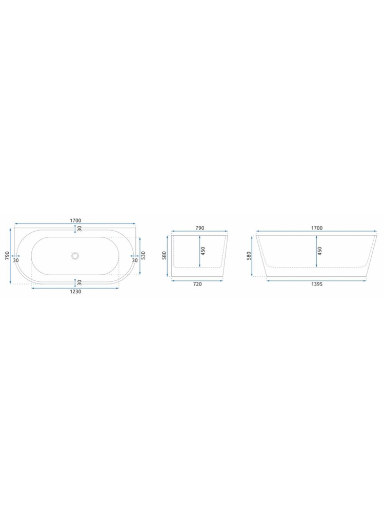 Cada freestanding cu ventil cupru periat Rea OLIMPIA 170 cm alb [11]