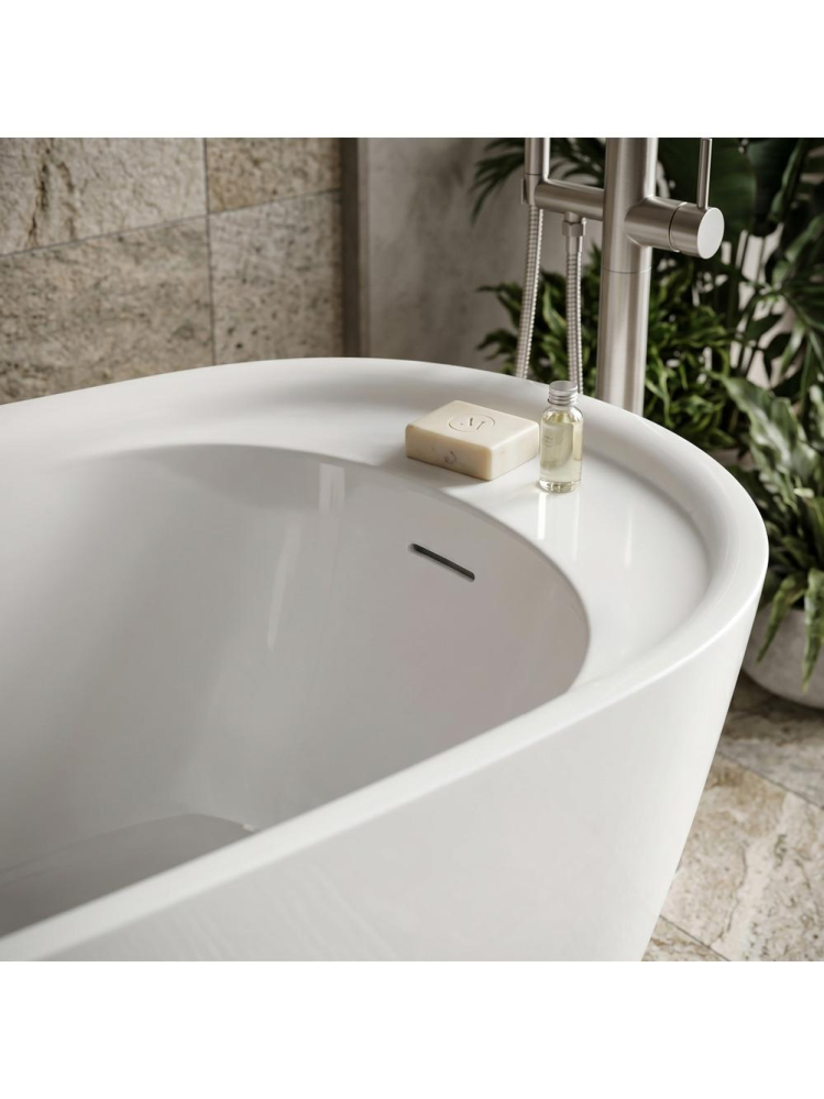 Cada freestanding Rea Orte 170x78 cm alba acril de podea forma asimetrica [8]