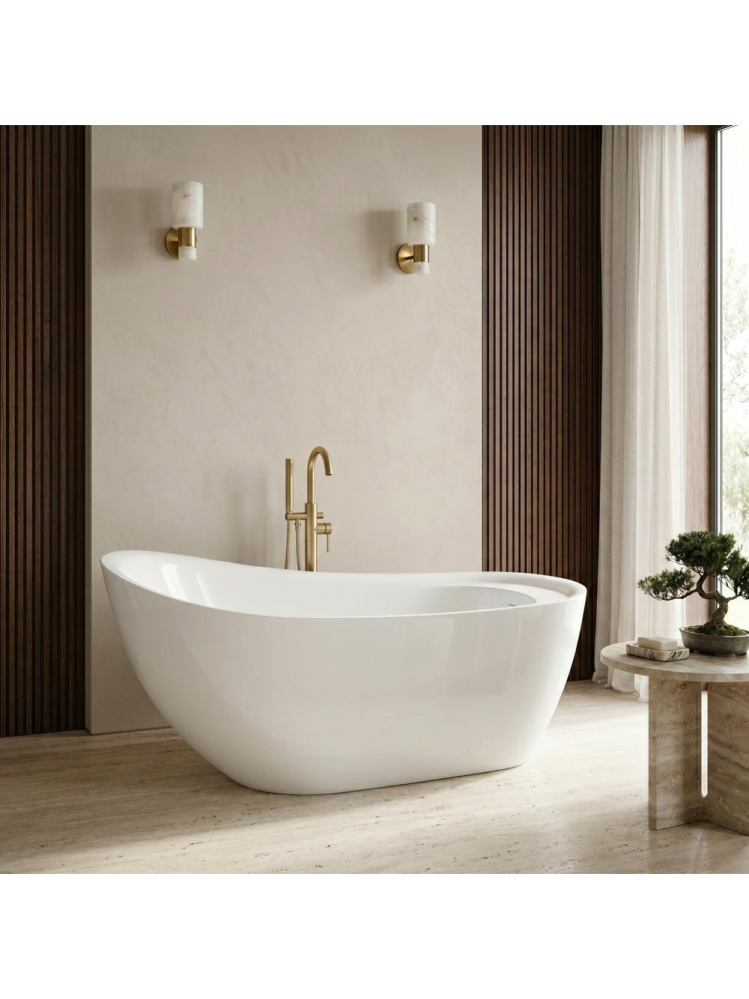 Cada freestanding Rea Orte 170x78 cm alba acril de podea forma asimetrica [4]