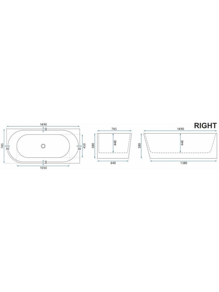Cada freestanding cu ventil auriu periat Rea SYDNEY BELLANTO dreapta 150 cm alb [8]