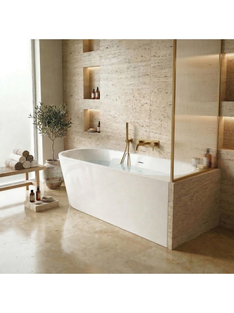 Cada freestanding cu ventil cupru periat Rea SYDNEY BELLANTO dreapta 160 cm alb [2]