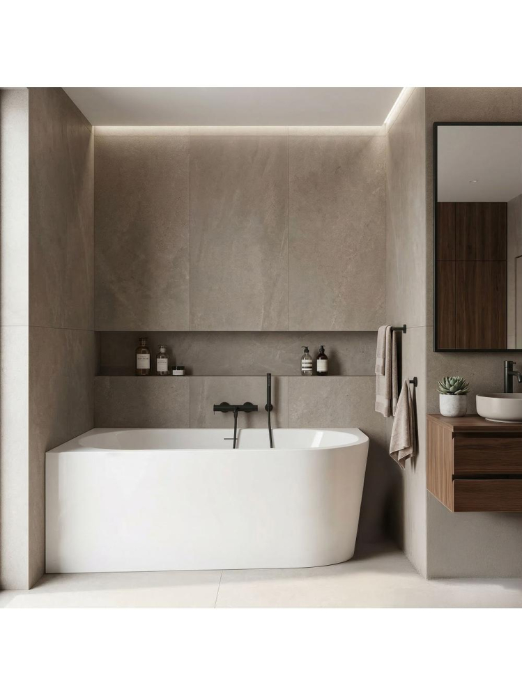 Cada freestanding cu ventil cupru periat Rea SYDNEY BELLANTO stanga 150 cm alb [9]