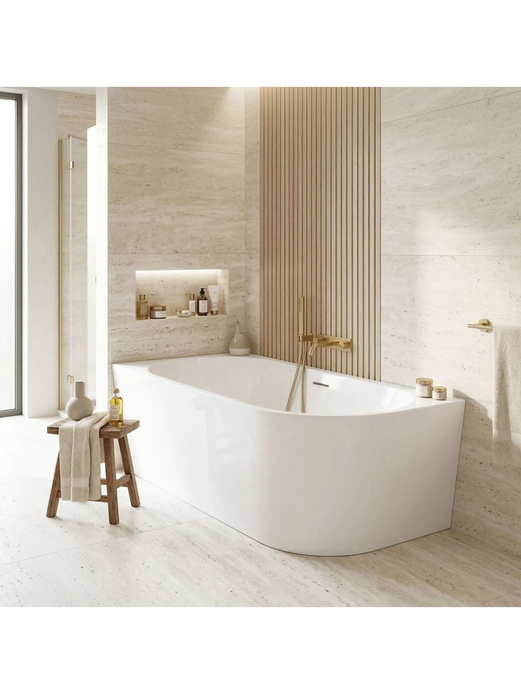 Cada freestanding cu ventil negru Rea SYDNEY BELLANTO stanga 160 cm alb [2]