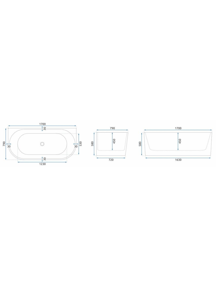 Cada freestanding cu ventil negru Rea VENETA 170 cm alb [11]