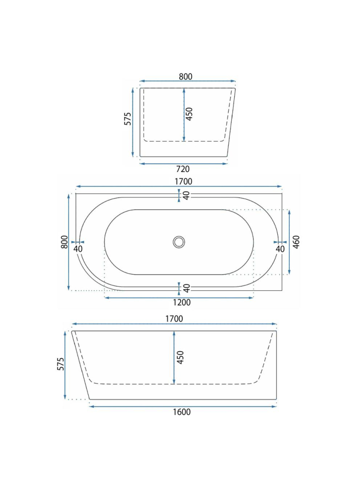 Cada freestanding cu ventil cupru periat Rea WENUS dreapta 170 cm alb [12]
