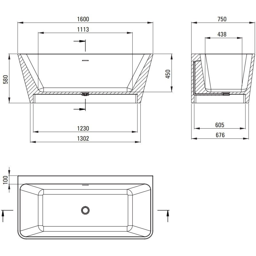Cada freestanding din acril Deante Hiacynt alb 160x75cm [6]