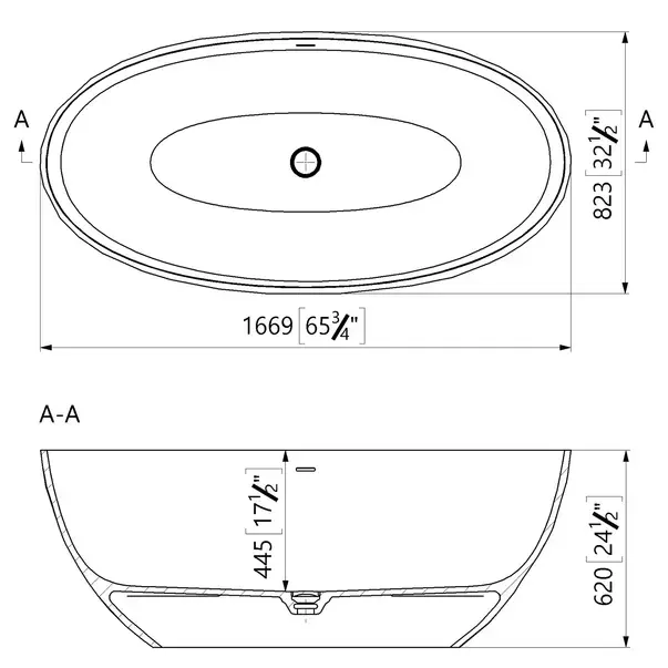 Cada freestanding din compozit Marmite Aruba 167x83 cm [3]