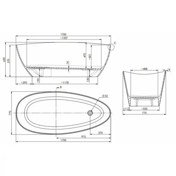Cada freestanding din compozit Marmite Cloud XL 170x77 cm [5]