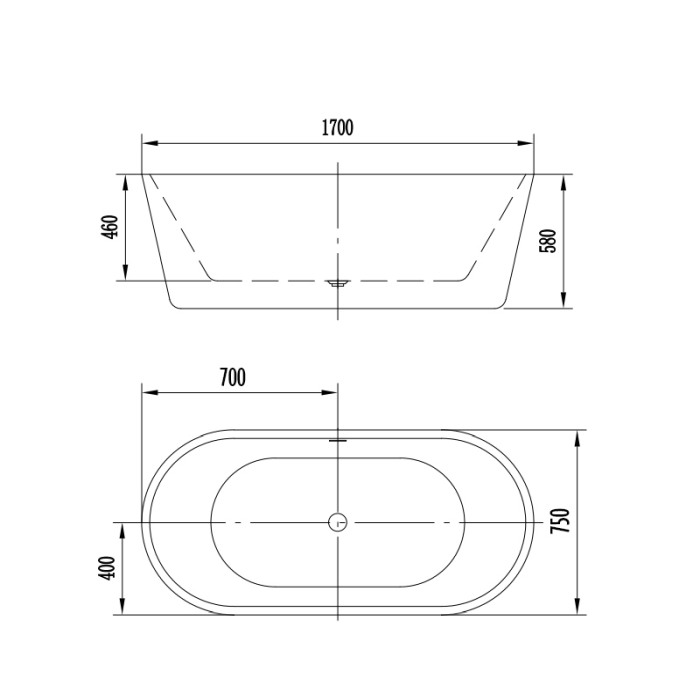 Cada freestanding, Florida, Denisa P-170, ovala, cu instalatie completa, alb [3]