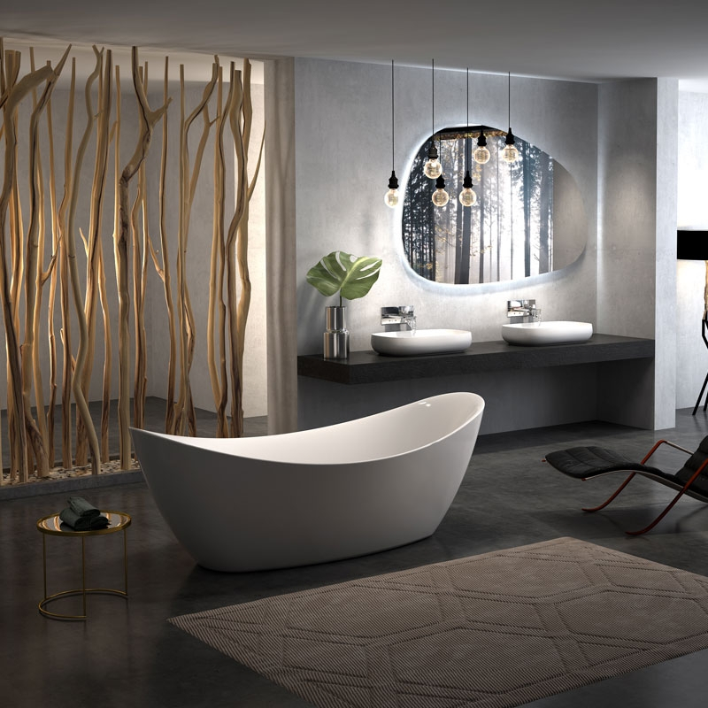 Cada freestanding Florida, Flora 173.5, ovala, cu picioare si instalatie completa, alb [2]