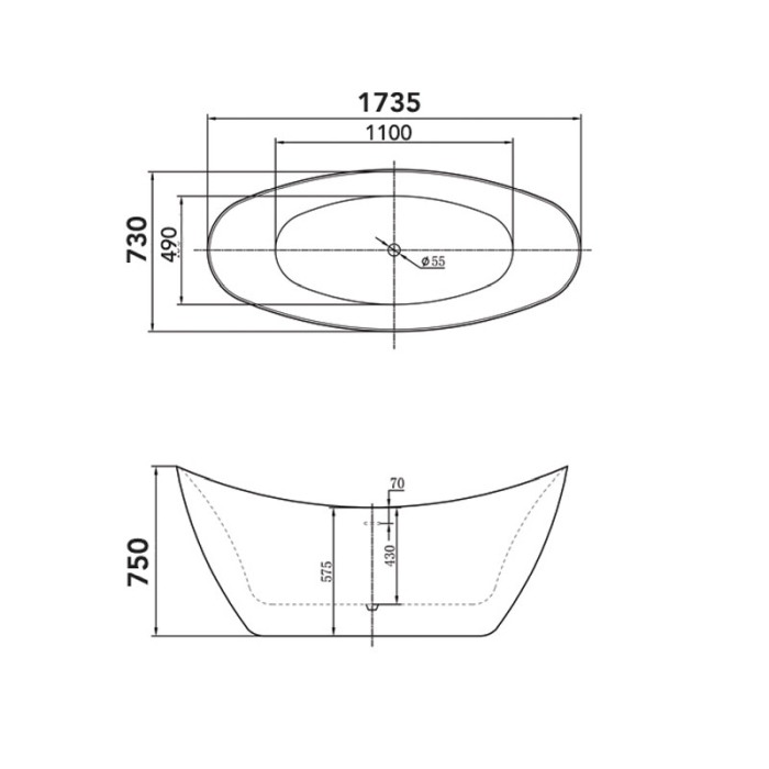 Cada freestanding Florida, Flora 173.5, ovala, cu picioare si instalatie completa, alb [4]