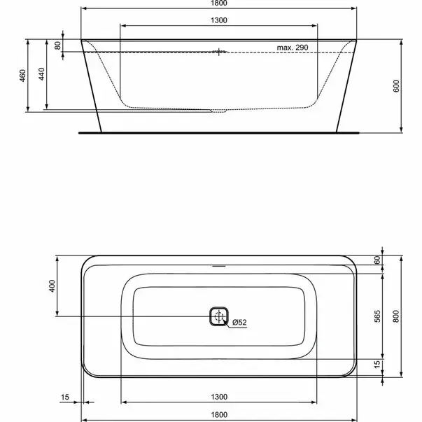 Cada freestanding Ideal Standard Tonic II alb lucios 180x80 cm [4]