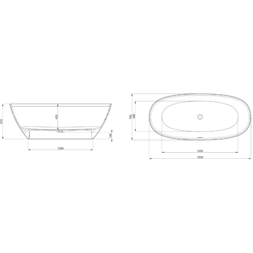 Cada freestanding ovala Roca Ariane compozit 165x75 cm [8]