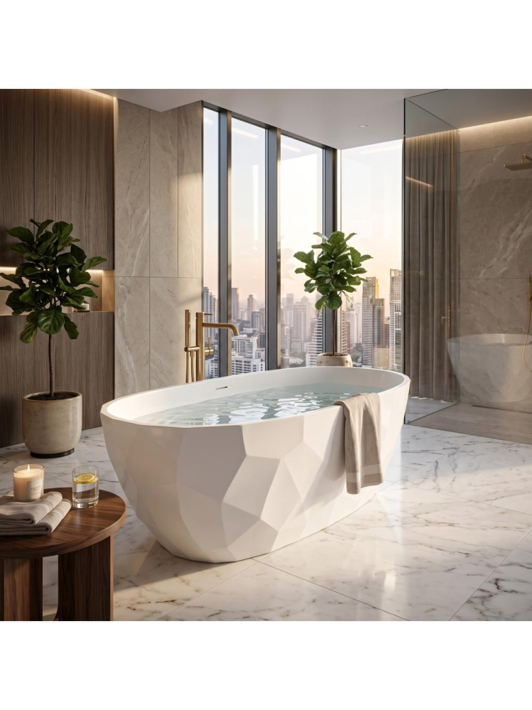 Cada de podea Rea Celia 170 alba acril 1685x825x600 mm freestanding [3]