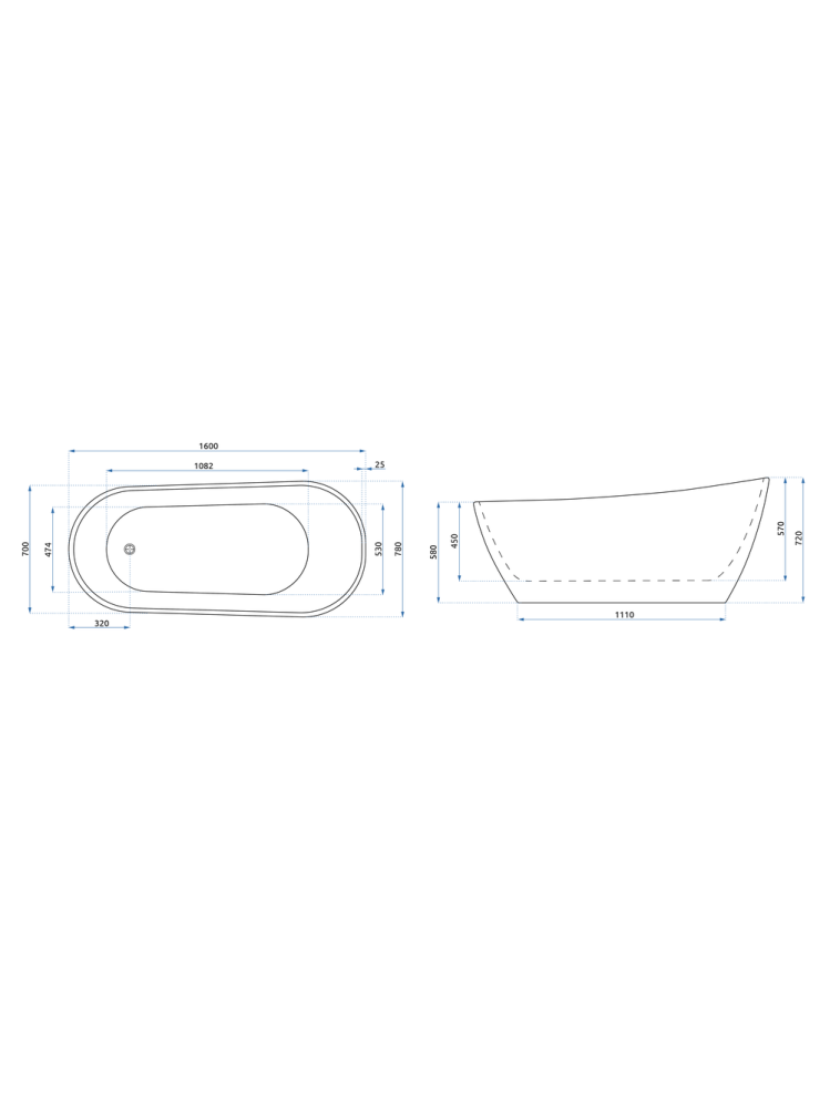 Cada freestanding Rea CORI 160cm alb [7]