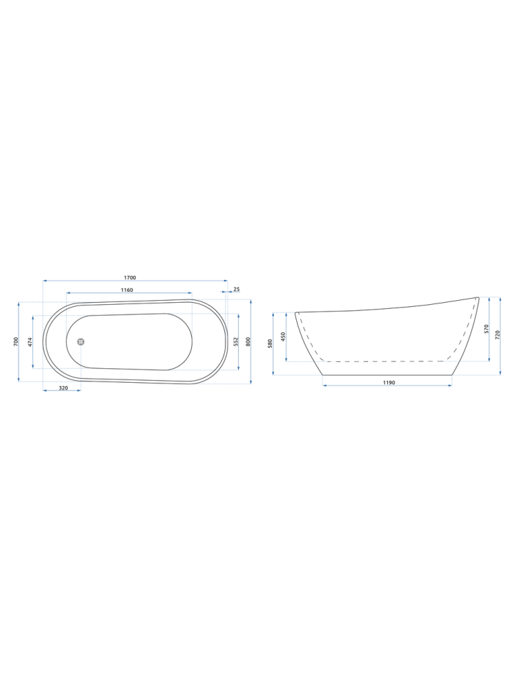 Cada freestanding Rea CORI 170cm alb [7]