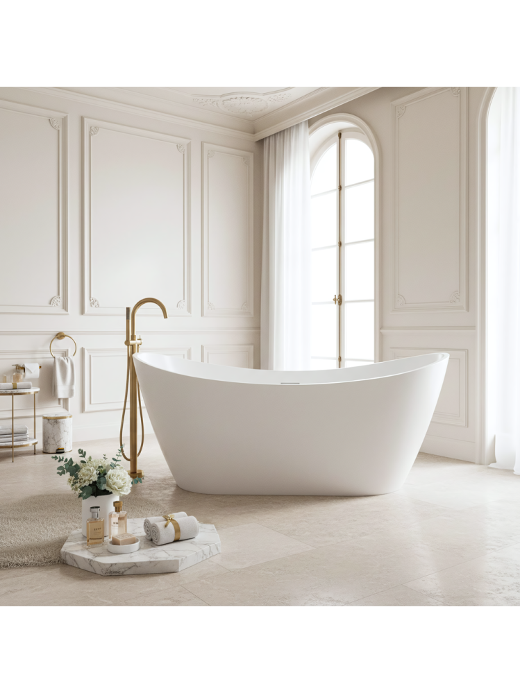Cada de podea Rea Ferrano 180 alba acrilic 1805x770x700 mm montaj universal [6]