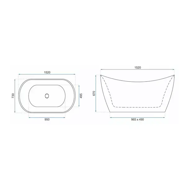 Cada freestanding Rea Kerrano 150x75 cm alb lucios [4]