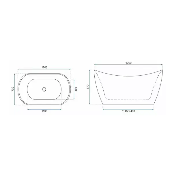 Cada freestanding Rea Kerrano 170x75 cm alb lucios [4]