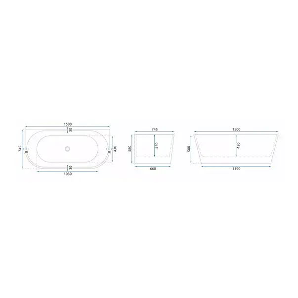 Cada freestanding Rea Olimpia BTW 150x75 cm alb lucios [5]