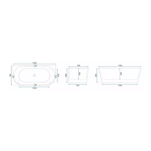 Cada freestanding Rea Olimpia BTW 170x80 cm alb lucios [5]