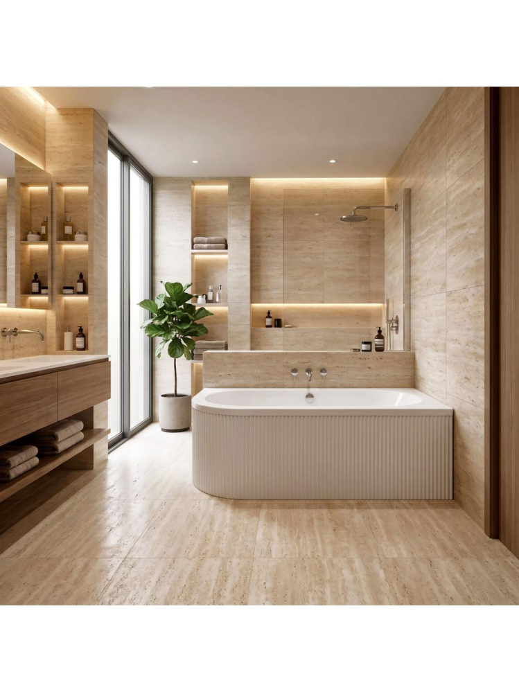 Cada de colt Rea Orion Stripe Right 160cm alba acrilic 1595x750x560mm [3]