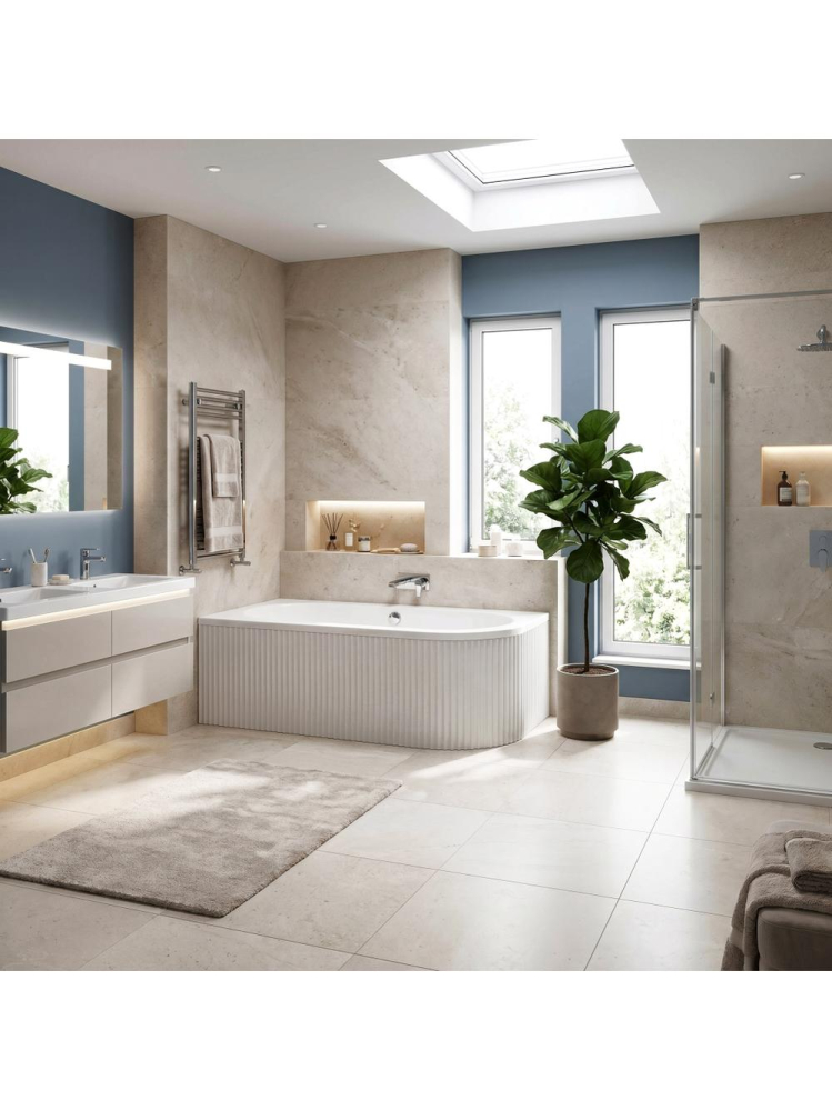 Cada de colt Rea Orion Stripe Left 160cm acrilic alb montaj stanga 1595x750x560mm [3]