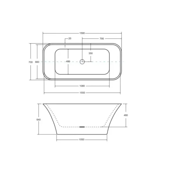 Cada frestanding Besco Assos alb-negru 160x70 cm [2]