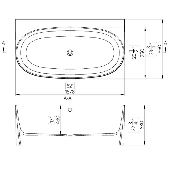 Cada ovala din compozit Marmite Como 180x86 cm [2]
