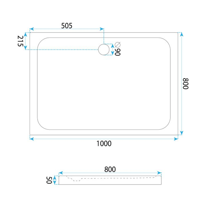 Cada pentru dus din acril Rea Belmond 80x100 alb [5]
