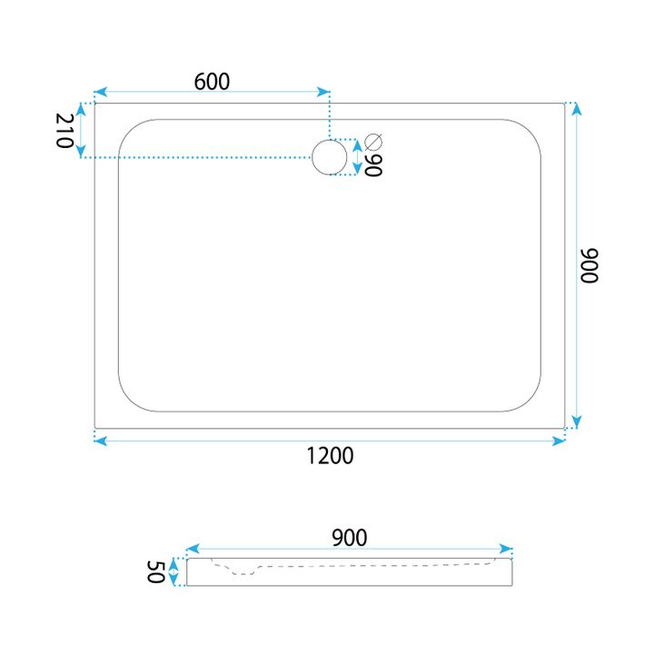 Cada pentru dus din acril Rea Belmond 90x120 alb [5]