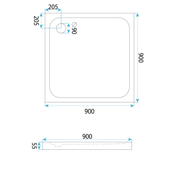 Cada pentru dus din acril Rea Belmond 90x90 alb [5]