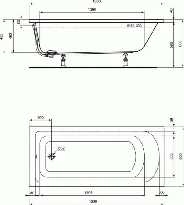 Cada rectangulara Ideal Standard Hotline, K274801, 180x80 cm [3]