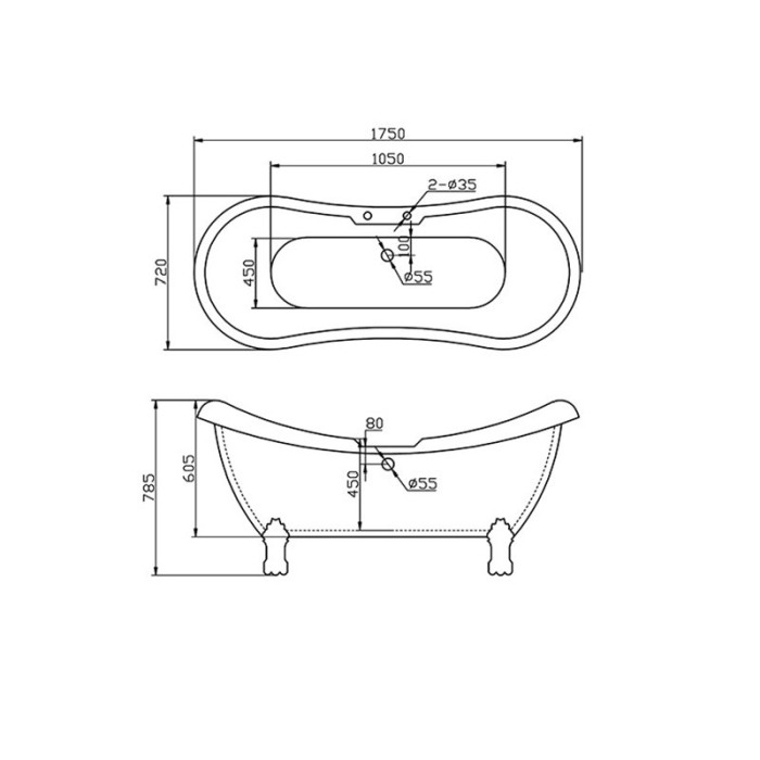 Cada retro freestanding Florida, Garda New 175, ovala, cu picioare si instalatie completa, alb [2]
