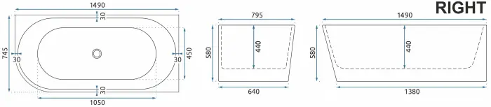 Cada Sydney Bellanto Dreapta Alb 150cm, Rea [4]
