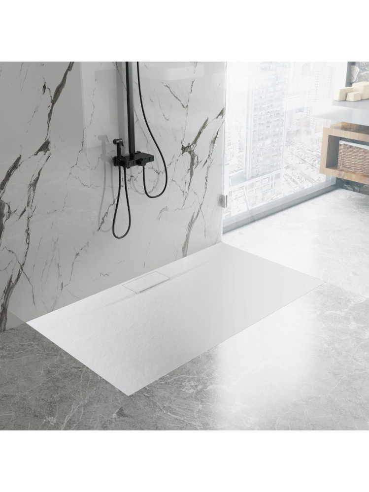 Cadita de dus Bazalt Long 90x120 cm alb [3]