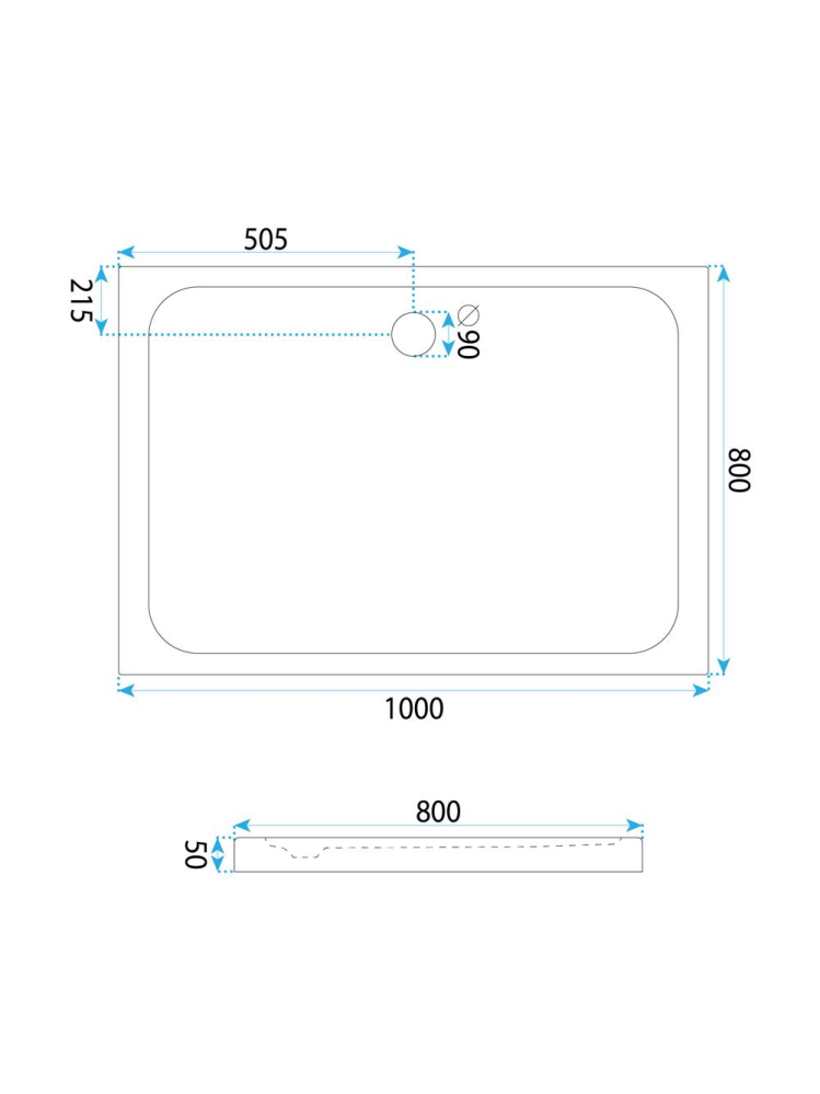 Cadita de dus cu ventil auriu periat Rea Belmond 80x100 cm alb [9]