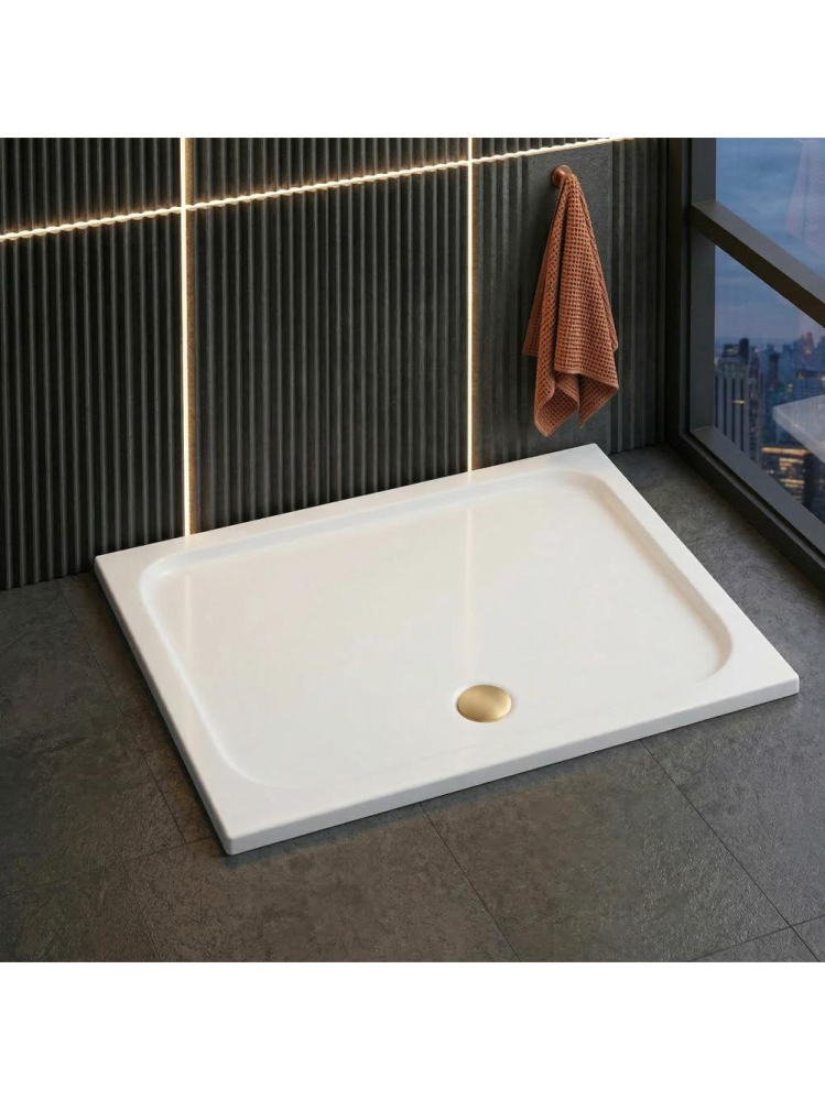 Cadita de dus cu ventil auriu periat Rea Belmond 80x100 cm alb [4]