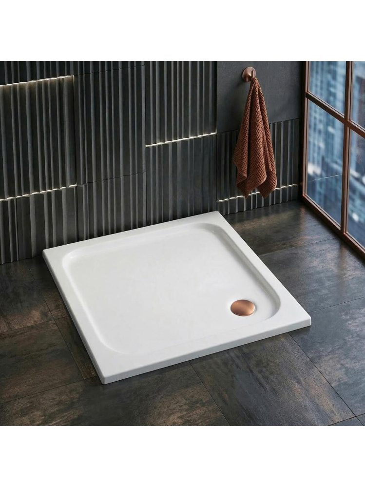 Cadita de dus cu ventil auriu periat Rea Belmond 90x90 cm alb [3]